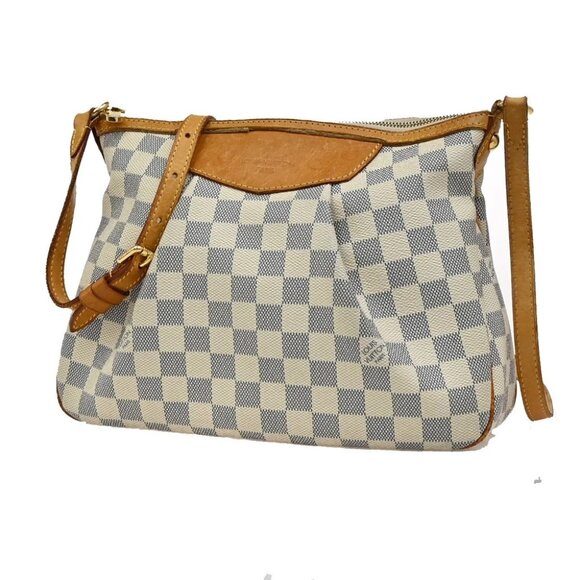 LOUIS VUITTON Siracusa PM Shoulder Bag Damier Azur Leather White N41113 96EF483 - Picture 1 of 16